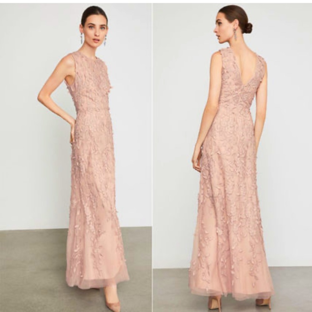 BCBG Long evening dress, pink, embroidery, like new